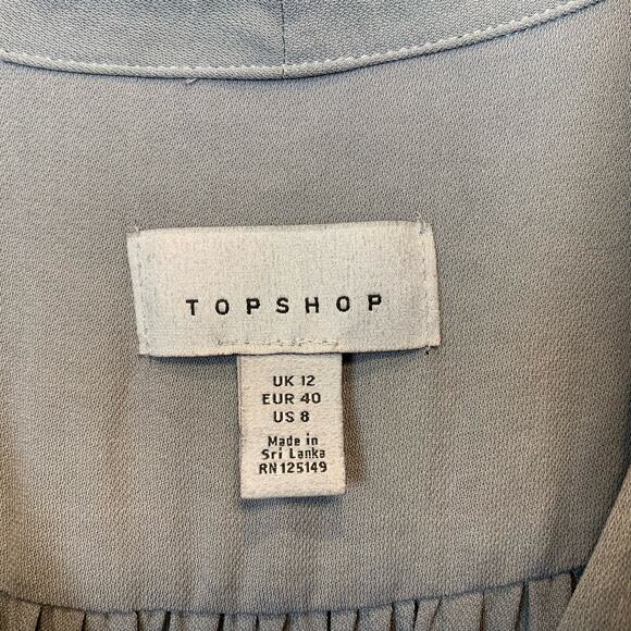 Topshop Tiered Tie Neck Chuckon Midi Dress Gray Women's Size 8 - Picture 4 of 5